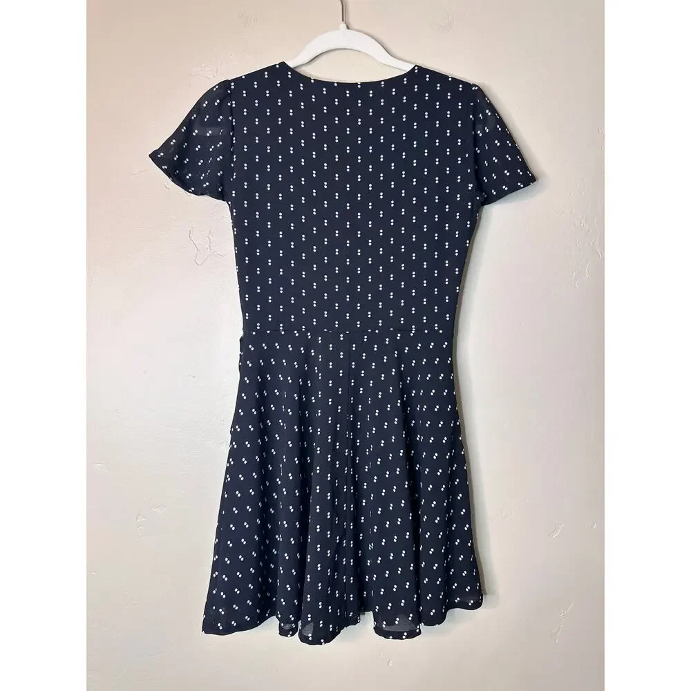 Abercrombie & Fitch Black and White Pattern Faux Wrap Mini Dress XS